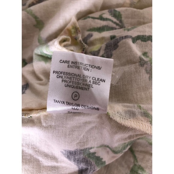 Tanya Taylor Inez Dress Lined V Neck Floral Midi Ivory 0 - Picture 15 of 16